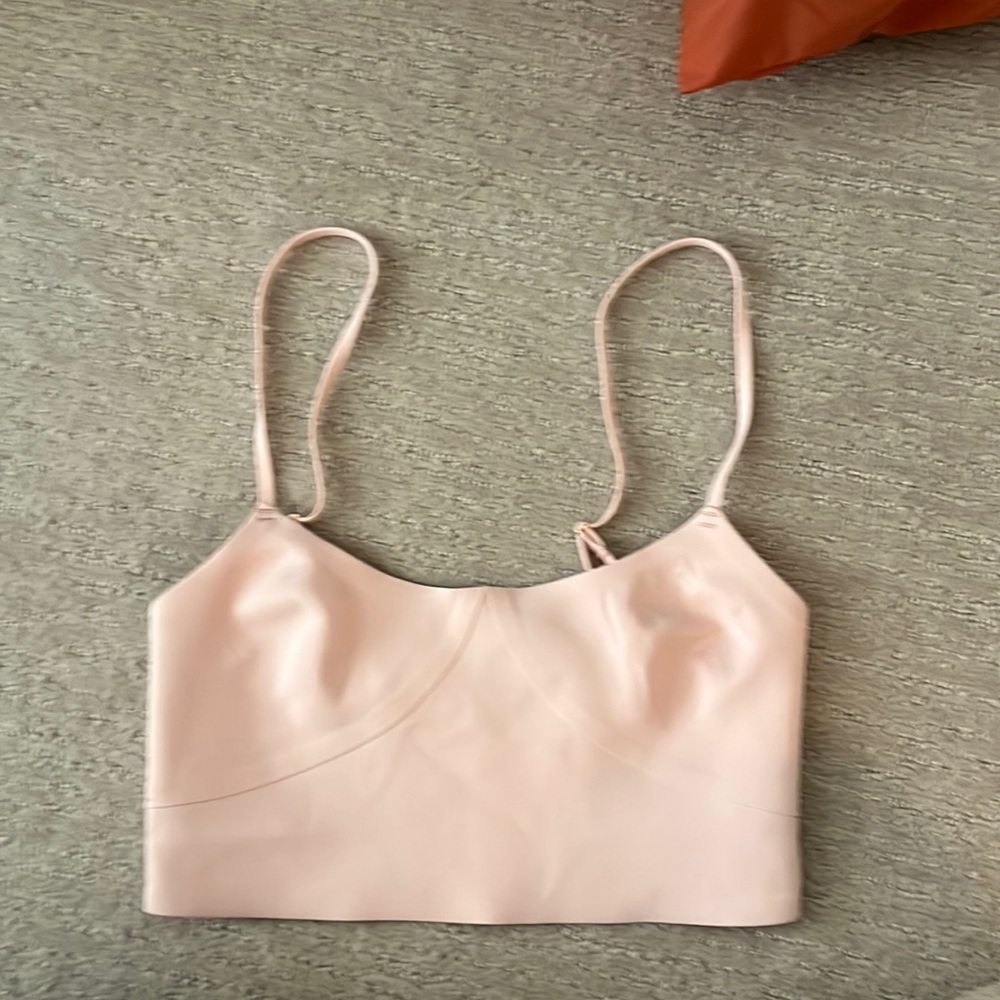 Free people pink bralette, square w/ slight scoop neckline. S, adjustable straps